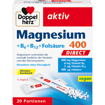 Magnesium 400 + Vitamine B6 + B12 + Folsäure Direktgranulat 20 St. Doppelherz