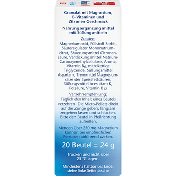 Magnesium 400 + Vitamine B6 + B12 + Folsäure Direktgranulat 20 St. Doppelherz