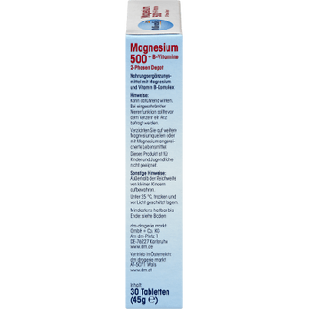 Magnesium 500 + B - Vitamine 2 - Phasen Depot, Tabletten 30 St., 45 g - VivaVoss