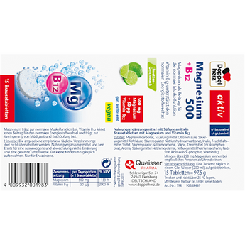Magnesium 500 + B12 Brausetabletten 15 St  Doppelherz