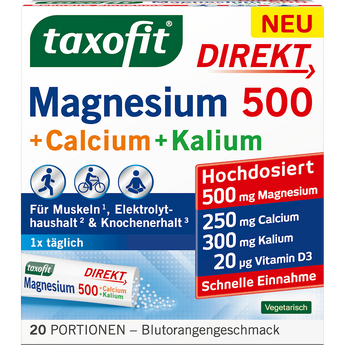 Magnesium 500 + Calcium & Kalium Direkt Granulat 20 St, 62 g - VivaVoss