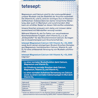 Magnesium Calcium Vitamin K + D Tabletten 40 St tetesept