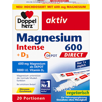 Magnesium Intense 600 + D3 Beutel 20 St Doppelherz