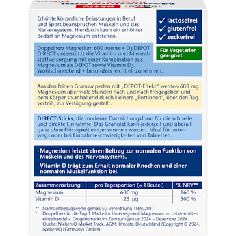 Magnesium Intense 600 + D3 Beutel 20 St Doppelherz