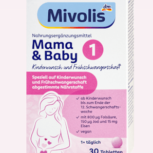 Mivolis Mama & Baby 1 Tabletten 30 St, 22 g – Ernährung für Schwangerschaft & Stillzeit image_position | VivaVoss