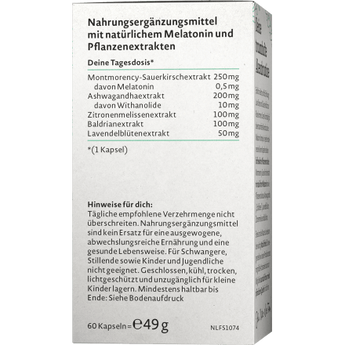 Melatonin Komplex Kapseln 60 St, 49 g - VivaVoss