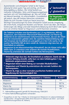 Melatonin + Magnesium 400 30 pcs, 39 g - VivaVoss