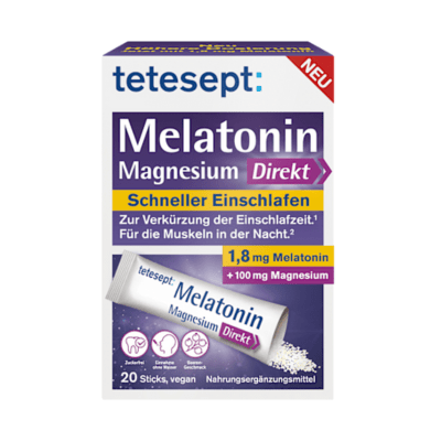 Melatonin Magnesium Direkt Sticks 20 St, 36 g Schlafen & Nerven by tetesept – Available at VivaVoss