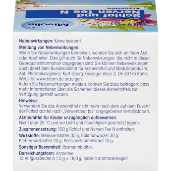 Arzneitee, Schlaf & Nerven Tee N (12 Beutel) Mivolis