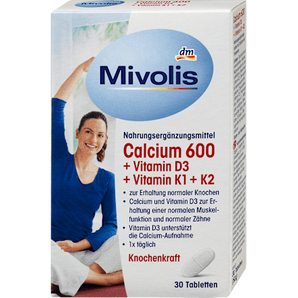 Calcium 600 + Vitamin D3 + K1 + K2, 30 St. Mivolis