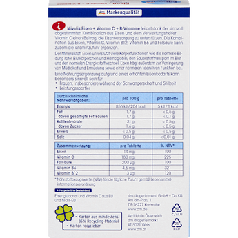 Eisen + Vitamin C + B-Vitamine Tabletten 40 St Mivolis