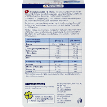 Folsäure 800 + B-Vitamine, Tabletten 60 St. Mivolis