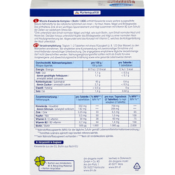 Kieselerde Komplex + Biotin 1.000 Tabletten 120 St Mivolis