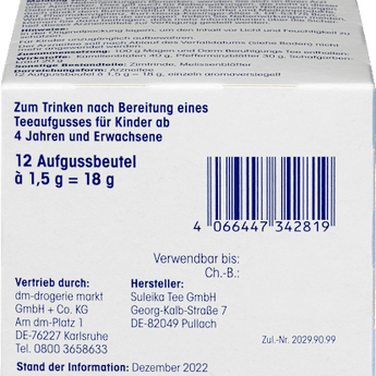 Kindertee, Magen & Darm Beruhigungs Tee (12 Beutel) Mivolis