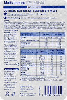 Multivitamine für Kinder, Kautabletten 20St. Mivolis
