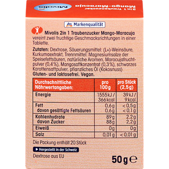 Traubenzucker 2in1, Mango-Maracuja Mivolis