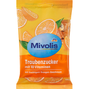 Traubenzucker, Orange mit 10 Vitaminen Mivolis