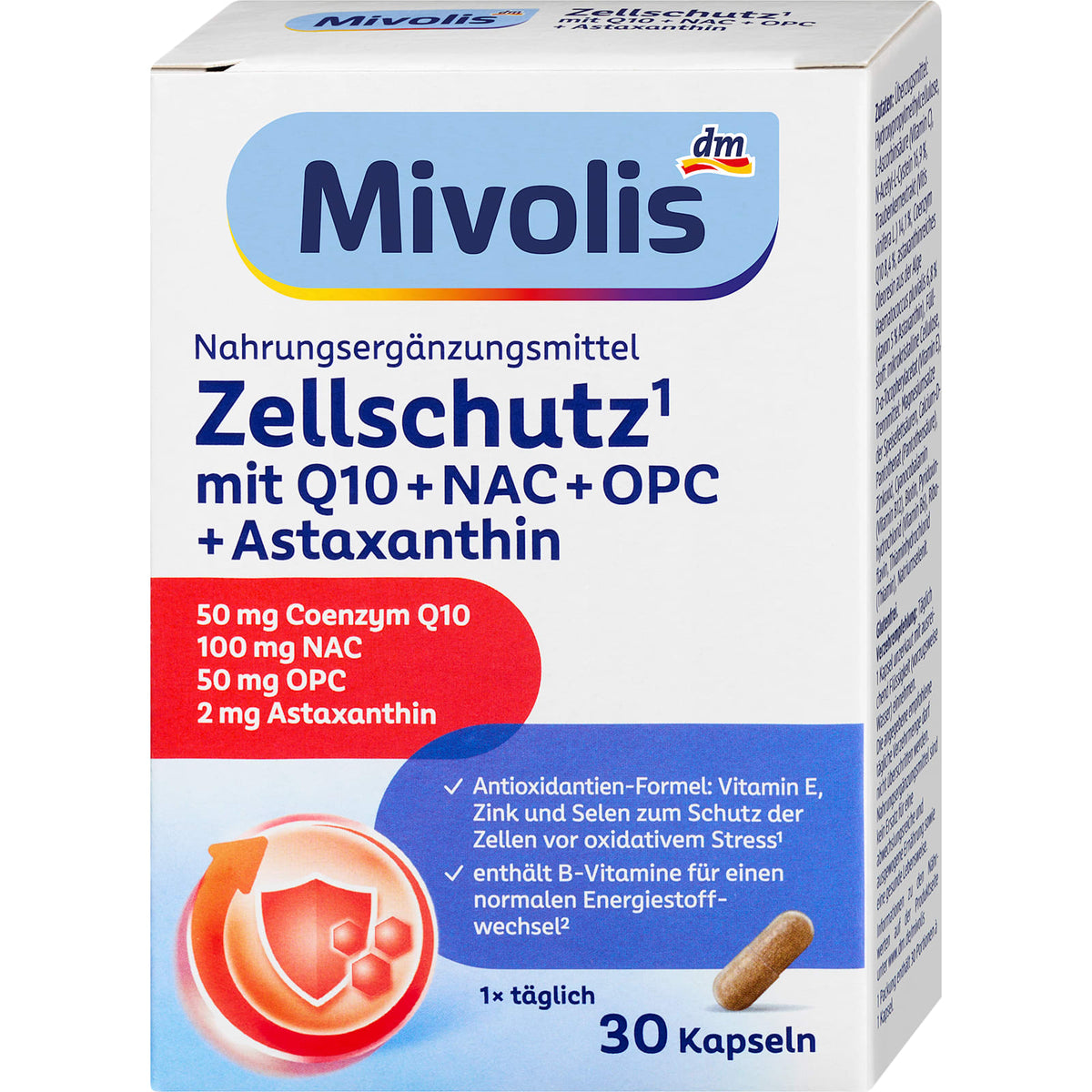Zellschutz mit Q10 + NAC + OPC + Astaxanthin Kapseln 30 St, 17,7 g