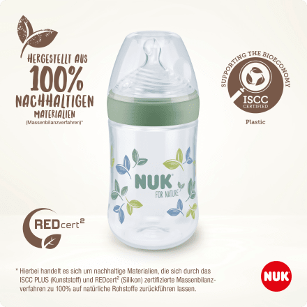 NUK
 Baby bottle for Nature, green, 0-6 months, 260ml, 1 pc