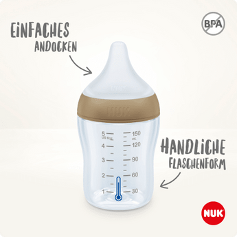 NUK Babyflasche Perfect Match, braun, 0 - 6 Monate, 150ml, 1 St - VivaVoss