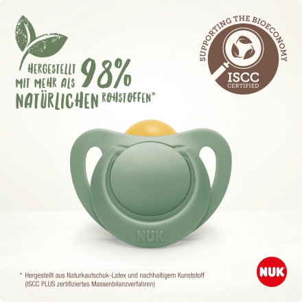 NUK
 Pacifier for Nature Latex, green/beige, size 2, 6-18 months, 2 pieces