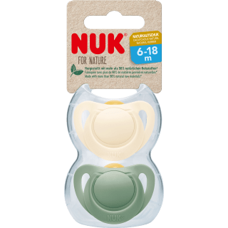 NUK Schnuller for Nature Latex, grün/beige, Gr.2, 6 - 18 Monate, 2 St - VivaVoss