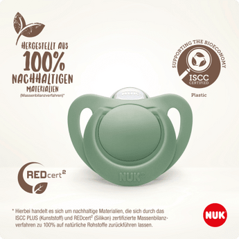 NUK Schnuller for Nature Silikon, grün/beige, Gr.2, 6 - 18 Monate, 2 St - VivaVoss
