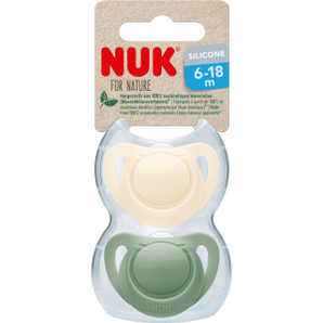 NUK Schnuller for Nature Silikon, grün/beige, Gr.2, 6 - 18 Monate, 2 St - VivaVoss