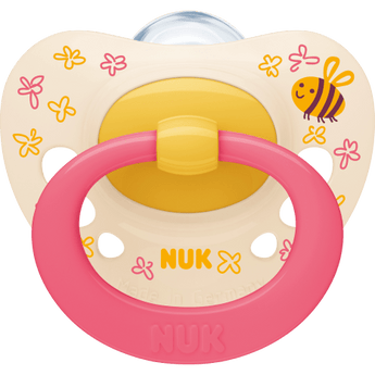 NUK Schnuller Signature Silikon, gelb/pink, 6 - 18 Monate, 2 St - VivaVoss