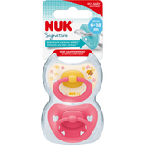 NUK Schnuller Signature Silikon, gelb/pink, 6 - 18 Monate, 2 St - VivaVoss