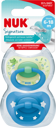 NUK
 Pacifier Signature Silicone, green/blue, 6-18 months, 2 pcs