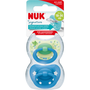 NUK Schnuller Signature Silikon, grün/blau, ab 18 Monate, 2 St - VivaVoss