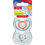 NUK Schnuller Space Night Silikon, blau/mint, 0 - 6 Monate, 2 St - VivaVoss