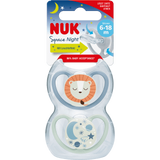 NUK Schnuller Space Night Silikon, blau/mint, 6 - 18 Monate, 2 St - VivaVoss