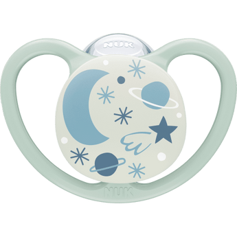 NUK Schnuller Space Night Silikon, blau/mint, ab 18 Monate, 2 St - VivaVoss