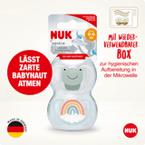 NUK Schnuller Space Silikon, beige/blau, 0 - 6 Monate, 2 St - VivaVoss