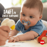 NUK Schnuller Space Silikon, beige/blau, 0 - 6 Monate, 2 St - VivaVoss