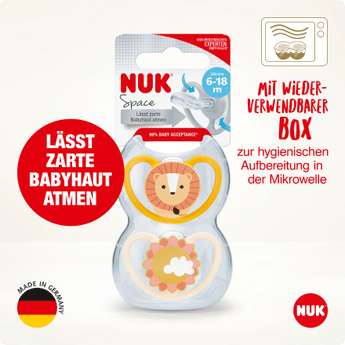 NUK Schnuller Space Silikon, gelb/aprikose, 6 - 18 Monate, 2 St - VivaVoss