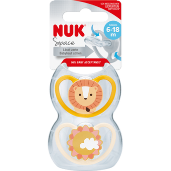 NUK Schnuller Space Silikon, gelb/aprikose, 6 - 18 Monate, 2 St - VivaVoss
