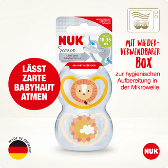 NUK Schnuller Space Silikon, gelb/aprikose, ab 18 Monate, 2 St - VivaVoss