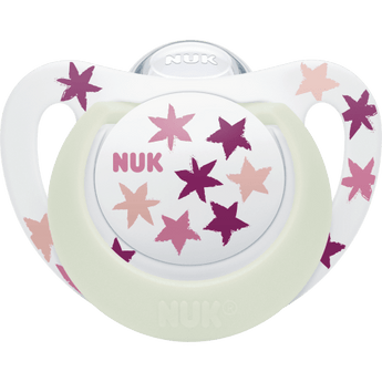 NUK Schnuller Star Day & Night Silikon, pink/weiß, Gr.2, 6 - 18 Monate, 2 St - VivaVoss