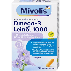 Mivolis Omega-3 Leinöl 1000, 30 St., 47 g – Herz, Kreislauf & Cholesterin image_position | VivaVoss