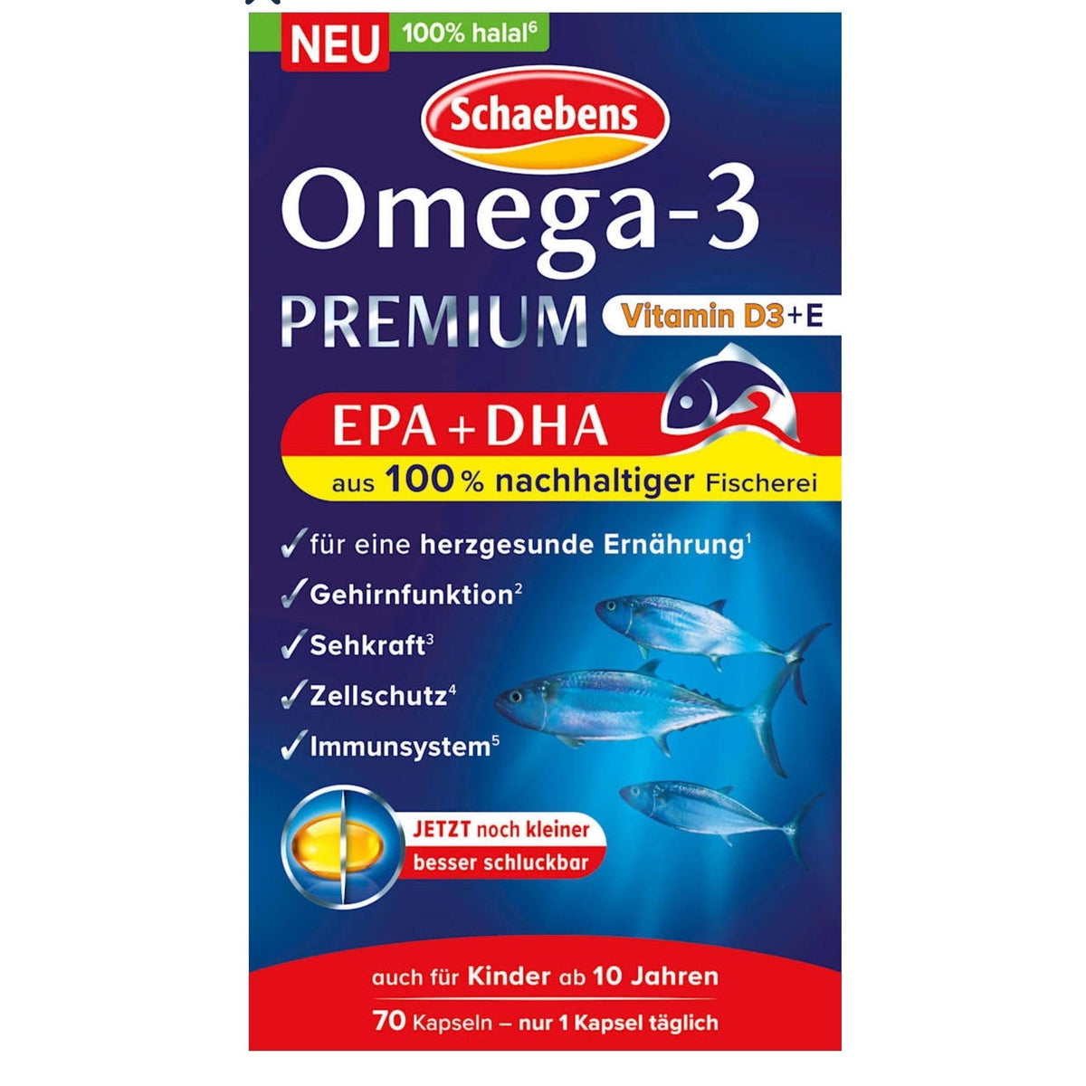 Schaebens Omega-3 Premium Fischöl Kapseln 70 St, 79 g – image_position | VivaVoss