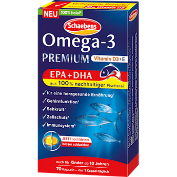 Omega-3 Premium Fischöl Kapseln 70 St Schaebens