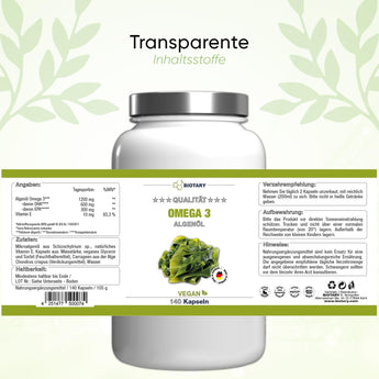 Omega 3 Vegan, 600 DHA & 300 EPA+ Vitamin E - VivaVoss