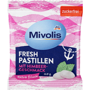 Pastillen, Himbeere, zuckerfrei Mivolis
