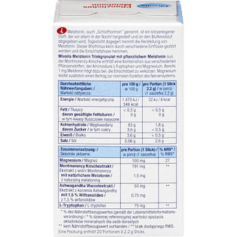 Pflanzliches Melatonin Trinkgranulat 20 St Mivolis