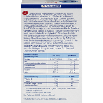 Premium Curcuma Kapseln, 30 St., 19 g - VivaVoss