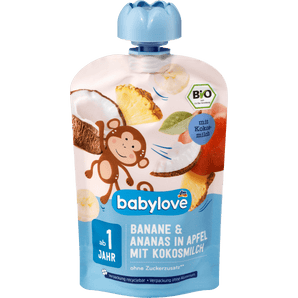 Quetschie Banane & Ananas in Apfel mit Kokosmilch ab 1 Jahr recyclebar, 100 g Quetschie by BabyLove – Available at VivaVoss