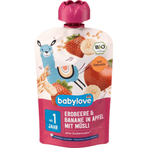 Quetschie Erdbeere - Banane in Apfel mit Müsli ab 1 Jahr recyclebar, 100 g Quetschie by BabyLove – Available at VivaVoss